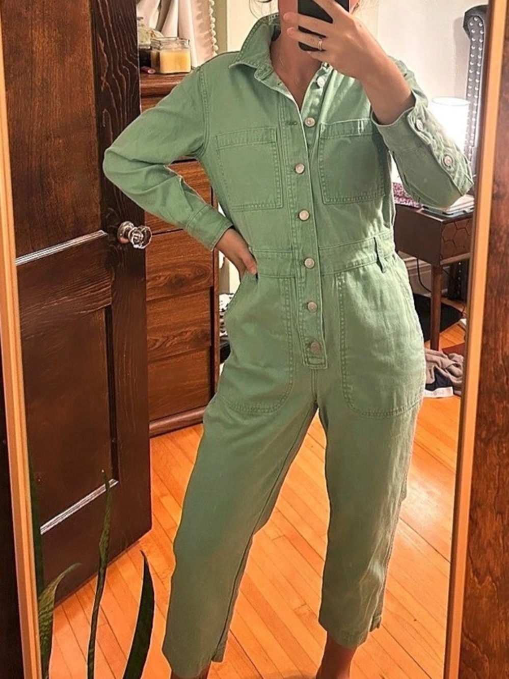 Madewell The Patch Pocket Utility Jumpsuit in Sage Small